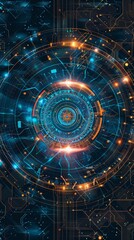 Fototapeta premium Background design with cyber defense motifs.