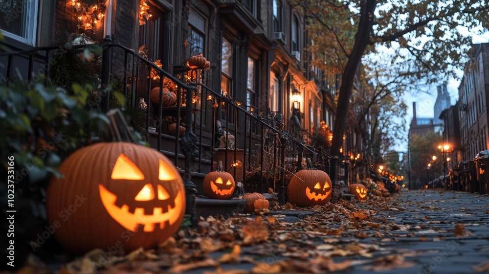 Canvas Prints Halloween decorations in urban setting