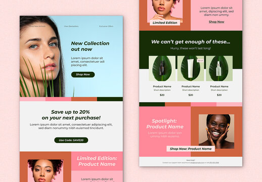 Set of Bright and Bold Email Newsletters