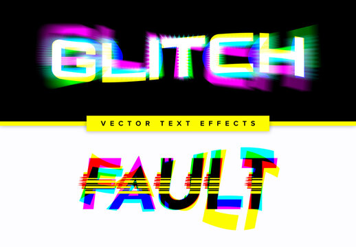 Set of Glitch Text Effects