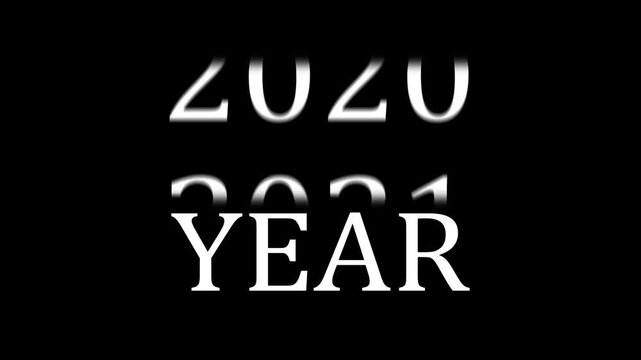 Analog counter counting up from 2014 to 2025 years animation on black background.
