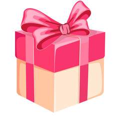 Pink gift box without background