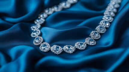 Fototapeta premium Elegant Jewelry Set on Luxurious Satin Fabric