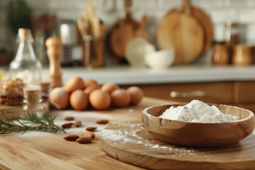 Fototapeta premium Ingredients on table for cooking kitchen background.