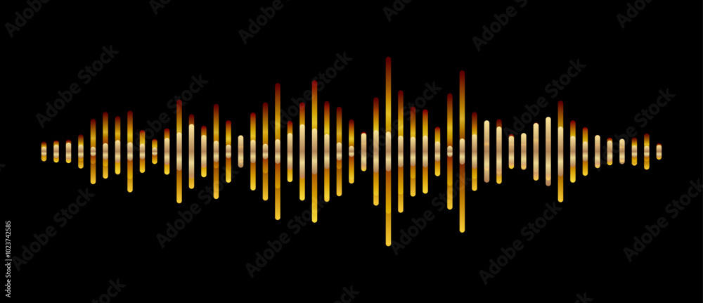 Fototapete equalizer gold sound wave pulse with frequency lines. abstract golden spectrum sound wave line patte