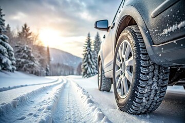 Medium shot of wheels with winter tires ready for winter conditions