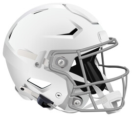 Fototapeta premium Realistic white 3D helmet for American Football with gray mask and chin strap