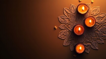 Diwali background with a simple, clean design of rangoli and minimal festive decorations.