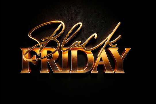 Golden inscription Black Friday on dark background