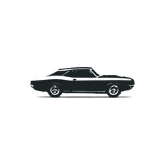 Fototapeta premium A black classic muscle car with a sleek, sporty design and chrome accents