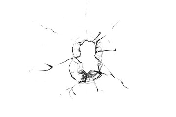 Texture of broken glass on a transparent background