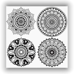 Artistic Floral Mandala Patterns in Black and White- ai generated
