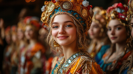 A smiling girl dressed in traditional attire, radiating joy and warmth during Hanukkah celebrations.