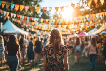 Obraz premium A young woman walks through an outdoor music festival-gigapixel-hq-scale-6_00x
