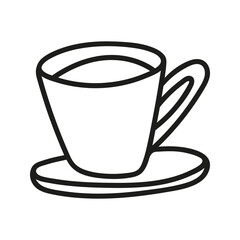 Simple hand drawn coffee cup or tea, americano or cappuccino. Kitchen utensils doodle illustration