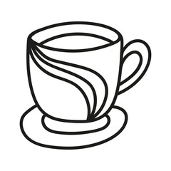 Simple hand drawn coffee cup or tea, americano or cappuccino. Kitchen utensils doodle illustration