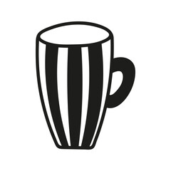 Simple hand drawn coffee cup or tea, americano or cappuccino. Kitchen utensils doodle illustration