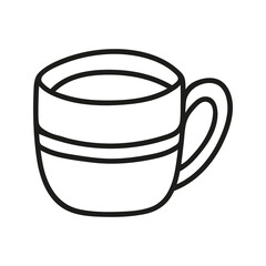 Simple hand drawn coffee cup or tea, americano or cappuccino. Kitchen utensils doodle illustration