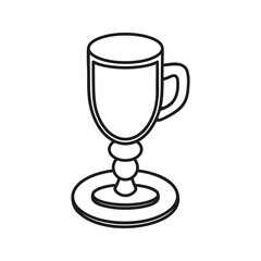 Simple hand drawn glass with drink. Kitchen utensils doodle illustration