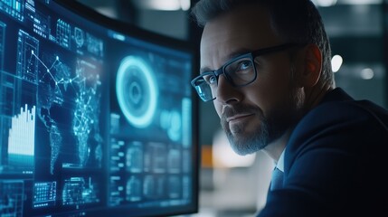 Optimistic IT Manager Overseeing Technology Backup Systems