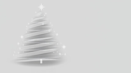 Minimalist triangular Christmas tree design with light outlines and festive greeting for a modern holiday celebration
