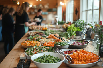 Obraz premium A vibrant community gathering celebrating vegetarian cuisine and healthy living