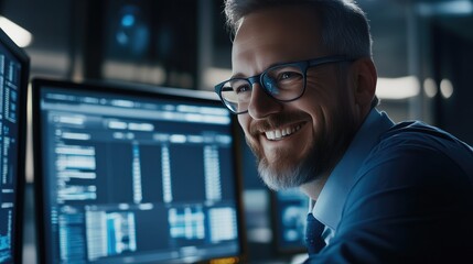 Fototapeta premium IT Manager Confidently Overseeing Secure Data Processes