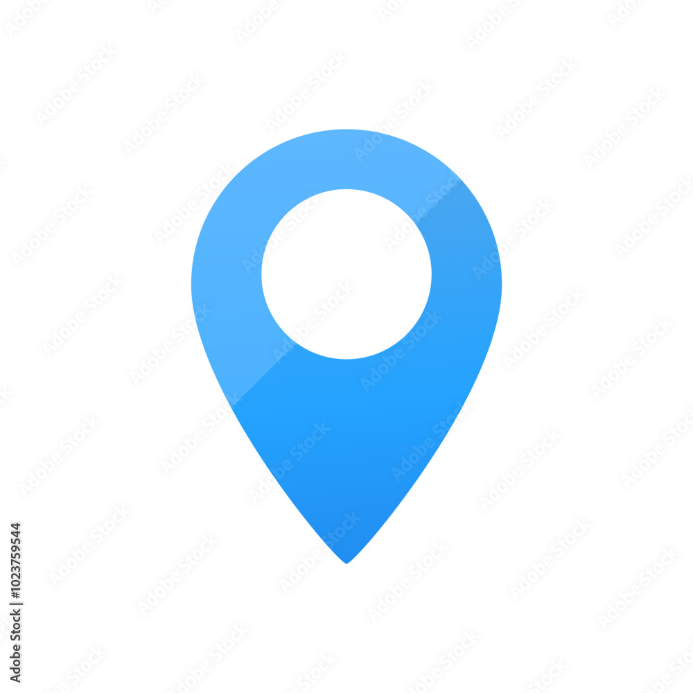 Poster blue pin for maps and navigation systems to mark current location. user interface icon design. vecto