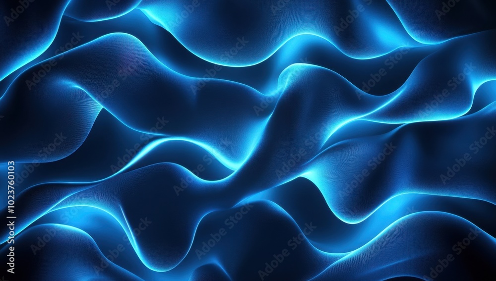 Poster blue background with glowing abstract shapes blue gradient and glow against a dark backdrop modern d