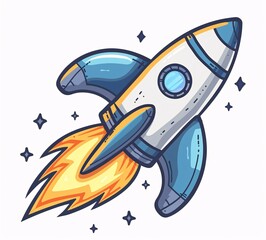 a cartoon of a rocket ship