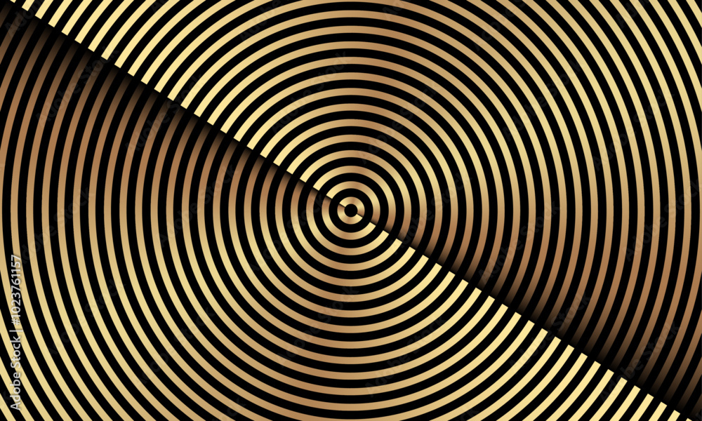 Poster equalizer gold circle light line roll pattern isolated on black background in the concept of music, 