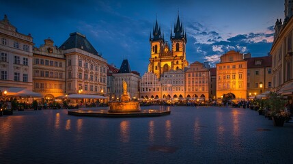 Fototapeta premium Beautiful Evening in a Historic European Square