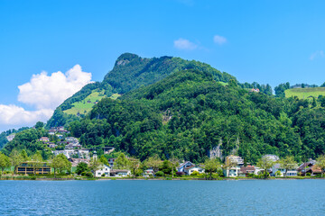 Waterview on Swiss village near Lucerne, Switzerland.