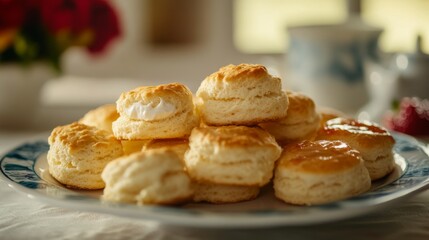 Freshly Baked Biscuits on a Plate