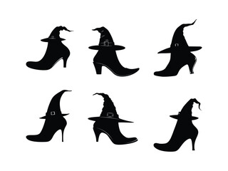 Stylish Witches Shoe Silhouette Collection – Halloween Witch Heels for Seasonal Decor