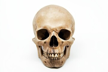 Fototapeta premium Aged human skull isolated on white background
