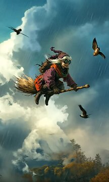 Witch Flying On a Broom