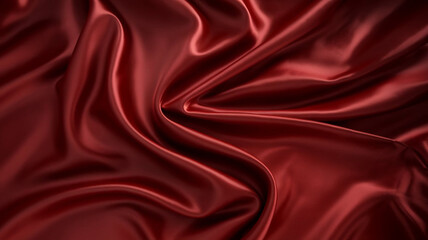 Fototapeta premium Smooth Red Satin Fabric Texture Background Luxurious Drape Soft Material