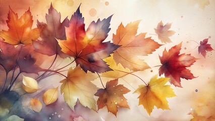 Abstract Watercolor Autumn: Maple Leaves for Seasonal Decor and Design