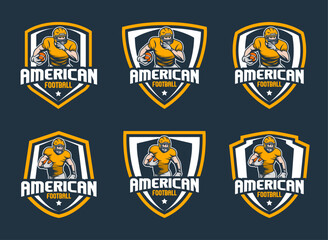 Fototapeta premium Set of sports logos, games in American football. Football logos collection. American football league labels, emblems and design elements
