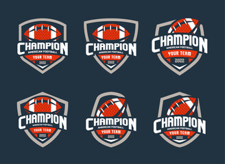 Obraz premium Set of sports logos, games in American football. Football logos collection. American football league labels, emblems and design elements