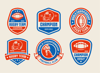 Set of sports logos, games in American football. Football logos collection. American football league labels, emblems and design elements