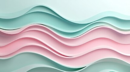 Pastel Abstract Wave Pattern, Flowing Shapes Background, Modern Minimalist Design, 3D Render.