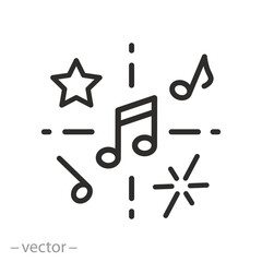 music note icon, thin line symbol vector illustration
