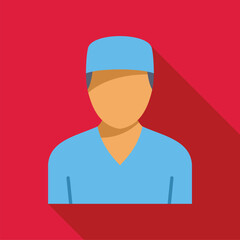 Simple and colorful vector representation of a male nurse wearing blue scrubs, ideal for healthcare related projects