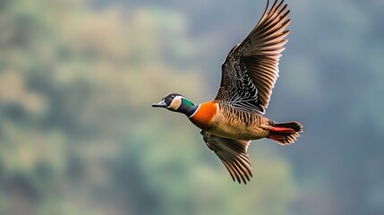 Obraz premium Irerê Bird, White-faced Whistling-Duck Flying in Nature Under Blue Sky, Photo Realistic, Pattern Background, Wallpaper, Cover and Screen of Smartphone, PC, Laptop, 9:16 and 16:9 Format