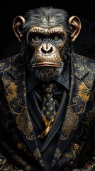 Naklejka premium Elegant Chimp with a Touch of Class
