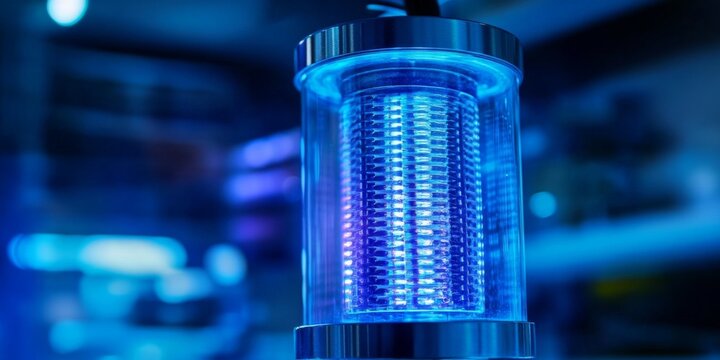 Close-up view of a UV light purifier effectively eliminating airborne pathogens.
