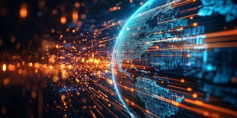 The global implications of cyber warfare depicted through interconnected digital networks. 