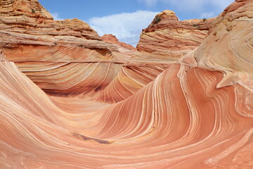 The wave is a sandstone rock formation located in arizona, on the slopes of the coyote buttes